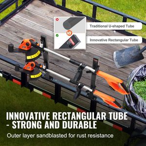 Supporto per 2 attrezzi da giardinaggio (estirpatore e tagliabordi) con blocco a combinazione in lega di zinco, per rimorchio o carrello - Product Image 3