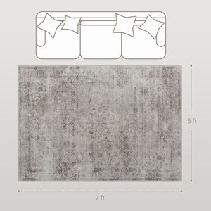 Tappeto Lavabile in Lavatrice 5x7 Stile Tradizionale Antiscivolo, Set di Tappeti Marrone Chiaro Misto per Soggiorno e Camera da Letto - Product Image 4