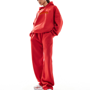Custom logo Women Street Style Tracksuits Oversized Cotton Hoodies and Jogger Hidden Drawstring Waist Hoodie Women <b>Sets</b> - Product Image 4