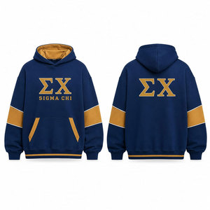 Sweat-shirt décontracté pour homme Sigma Chi, bleu avec lettres dorées, coupe classique, avec poches, 100 % coton French Terry, idéal pour l'automne - Product Image 1