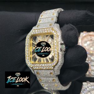 Reloj For Look Diamond con Caja Cuadrada de Oro Amarillo de 42 mm, Analógico, Números Romanos, Cristal de Zafiro, Desplegable, Acero Inoxidable, Cuarzo - Product Image 2