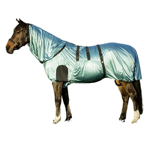 Tapis de protection pour chevaux d'été de haute qualité entièrement recouverts de la tête à la queue, démangeaisons douces et coque en tissu anti-insectes - Product Image 1
