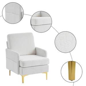 Gold Feet Teddy Velvet Off-White Silla de ocio para interiores para sala de estar - Product Image 2