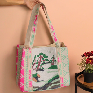 Sac fourre-tout brodé coloré à fermeture ouverte, sac à bandoulière Banjara, sac de shopping grand format fait main pour femme par Whimsy Art Craft - Product Image 6