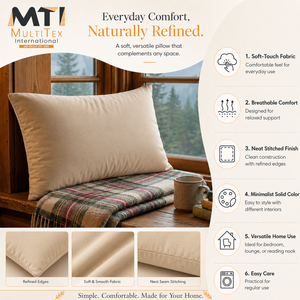 Taie d'oreiller en coton beige naturel, douce et respirante, couleur unie, pour chambre à coucher, hôtel, maison, literie décorative, entretien facile - Product Image 3