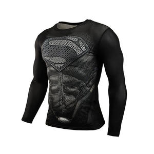 Camiseta Deportiva de Manga Larga para Hombre, Diseño 3D de Superhéroe, Secado Rápido, Transpirable, Spandex/Poliéster, para Gimnasio, Fitness, Entrenamiento, Running - Product Image 1