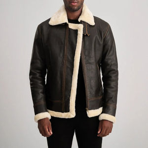 Dernier modèle de blouson bomber d'hiver en cuir de mouton et fourrure, grande taille, unisexe pour homme - Product Image 1