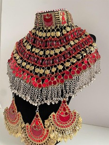 Custom Vintage Pakistani Afghan Kuchi <b>Choker</b> Necklace Earrings Set Stainless Steel Antique <b>Silver</b> Plated Geometric Jewelry Women - Product Image 3