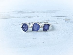 Genuine Tanzanite <b>Ring</b> Sterling Silver Raw Rough Gemstone <b>Ring</b> Elegant Jewelry Gift For Her <b>Adjustable</b> <b>Ring</b> - Product Image 4