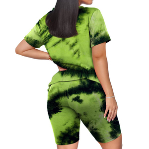 Stylish Wear <b>Tie</b> Dye <b>Set</b> For Women's Polyester Spandex Tending Product With Solid Color Breathable <b>Set</b> For Women's - Product Image 2