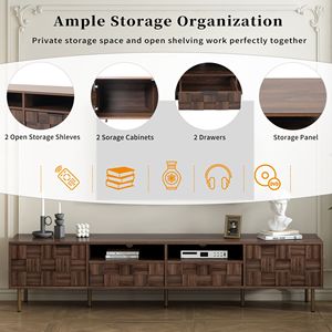 Mueble para TV de Estilo Mid-Century con 2 Cajones, Mesa Consola para TV de hasta 85 Pulgadas, Almacenamiento para Entretenimiento en la Sala de Estar - Product Image 5