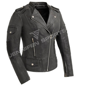Abrigos de Moda para Mujer, Gabardina, Chaqueta de Motociclista de Cuero Vacuno Genuino, Chaquetas Personalizadas para Mujeres y Niñas - Product Image 1