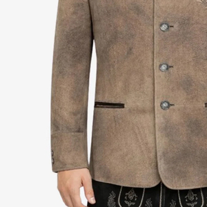 Veste bavaroise classique sur mesure pour homme, col montant, logo sur le devant, respirante, pour usage extérieur en hiver, laine Loden de haute qualité - Product Image 6