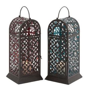 Farol de Hierro Blanco con Paneles de Vidrio y Portavelas para Decoración del Hogar - Product Image 5