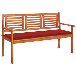 Banco de patio ergonómico de madera maciza de eucalipto marrón de 59.1 pulgadas - Product Image 1