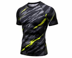 T-shirt de sport pour homme, tendance, noir, gris, jaune, imprimé par sublimation, manches longues, anti-UV, écologique, séchage rapide, polyester, adulte - Product Image 2