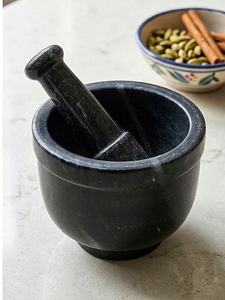 Mortero y Pilón de Piedra Negra Natural de 5x6 Pulgadas, Resistente, para Especias, Hierbas, Ajo y Jengibre, Recipiente para Moler Manualmente - Product Image 5