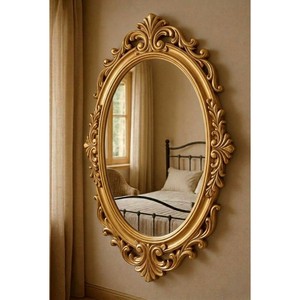 Espejo de Pared Ovalado Contemporáneo de Madera de Teca Hecho a Mano por Aqdus Saleem - Decoración Ecológica y Duradera para el Hogar, Venta al Por Mayor - Product Image 3