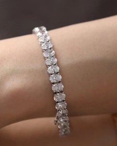 Luxury Oval Cut Moissanite Tennis Bracelet <b>Iced</b> <b>Out</b> Hip Hop Jewellery White Gold Diamond Look Wrist <b>Chain</b> - Product Image 1