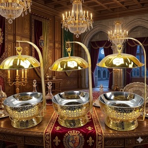 Premium Round Shape Chafing Dish Stainless Steel Catering Food <b>Server</b> with Lid At Best Price - Product Image 5