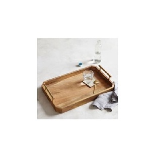 Bandeja de Madera Natural para Servir el Desayuno con Asas, Bandeja Rústica para Comida, Café, Té, Bocadillos, Cocina y Comedor - Product Image 3