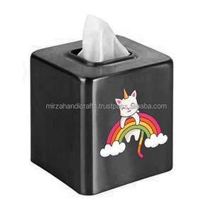 Caja de pañuelos para decoración del hogar, soporte cuadrado brillante para mesa de comedor, cocina, oficina, diseñador, caja de Pañuelos azul - Product Image 5