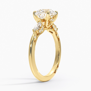 Anillo de Oro Brillante con Diamantes, Anillo de Compromiso Romántico, Anillo de Novia, Joyería, Regalo para Mujer - Product Image 1