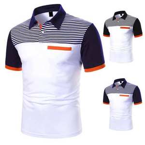Polo à manches courtes pour homme, design tendance, couleur contrastée, qualité supérieure, coton respirant, streetwear été 2024, 220g - Product Image 1