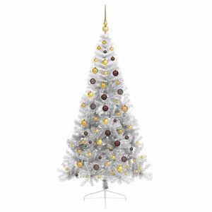 Albero di Natale Artificiale Pre-Illuminato in PET da 210 cm, Alberi di Natale Argentati - Product Image 4
