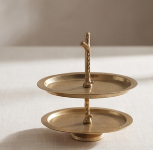 Modern Gold Metal 2 Tier Cake Stand Luxury Branch Stem Dessert Display Tray <b>Twig</b> Handle Cupcake Holder Party Table <b>Decor</b> - Product Image 1