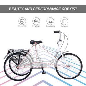 Adulti 3 ruote triciclo Cruiser bici 24 pollici ruote con grande cestino della spesa per le donne e gli uomini - Product Image 3