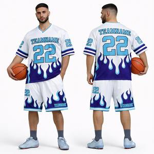 เสื้ออเมริกันฟุตบอลแบบมีสไตล์ โลโก้สั่งทำได้ สีฟ้าอ่อนและสีแดงเลือดหมู เสื้ออเมริกันฟุตบอลพรีเมียม เสื้อกีฬา - Product Image 1