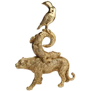 Escultura de Lobo de Aluminio Plateado de Alta Calidad, Arte de Interior de Lujo, Figura de Perro Hecha a Mano, Escultura Moderna con Acabado Antiguo Pulido - Product Image 2