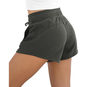 Customize Mid Waist Cotton Sweat Shorts with Pockets <b>Drawstring</b> Casual Workout Lounge Shorts Solid Color Short for Women`s - Product Image 2