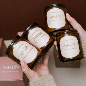 Bougie d'aromathérapie de luxe AIKUN avec fleur d'oranger et pot en verre ambré, bougie parfumée à combustion lente pour OEM et marque privée - Product Image 1