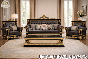 Premium Quality Stylish Black Finish Luxury Sofa European Style Baroque 8 Seater Sofa with <b>Table</b> Set European Baroque Style Sofa - Product Image 4