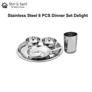 Ensemble Thali en acier inoxydable Delight, 6 pièces, collection de vaisselle de qualité supérieure - Product Image 2