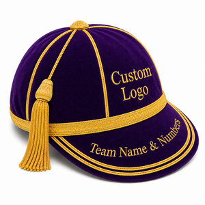 Custom Embroidered Velvet Honours Cap <b>Purple</b> Gold Tassel Hand Embroidery Unisex Casual Rugby Style Adjustable Graduation <b>Hat</b> - Product Image 2