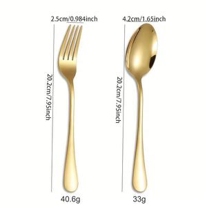 Ensemble de couverts en acier inoxydable doré en gros – Cuillères, fourchettes, vaisselle, collection de couverts de table à prix abordable - Product Image 2