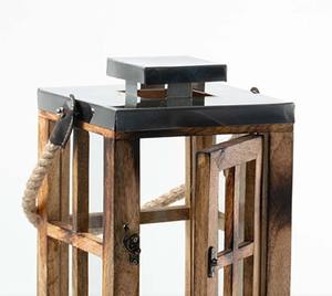 Farol de Madera Cuadrado Natural con Paneles de Vidrio, Portavelas Rústico Hecho a Mano para Decoración del Hogar, Navidad, Pascua, Bodas - Product Image 2