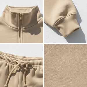 Conjunto de Sudadera con Cierre de Cremallera y Pantalones Cortos para Mujer, Estilo Casual, Ligero, de Dos Piezas, Conjunto Deportivo Personalizado para Mujer - Product Image 5