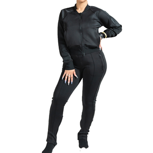 Survêtement décontracté imprimé noir respirant pour femme, avec fermeture éclair quart de tour, grande taille, unisexe, haute qualité, OEM/ODM, vente en gros, mode - Product Image 3