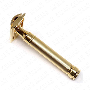 Rasoir de sécurité professionnel réglable en or à double tranchant en métal pour le toilettage masculin - Product Image 4