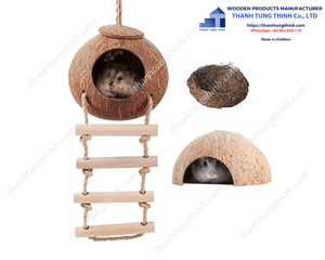 Casa de Nido para Pájaros Pequeños Hecha de Cáscara de Coco, Duradera y Ecológica, Ligera, Estilo Bonito, Hecha en Vietnam - Product Image 4