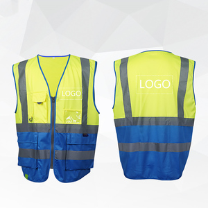 เสื้อกั๊กนิรภัยแบบมองเห็นได้ชัดเจนสำหรับผู้ชาย สีเหลือง-น้ำเงิน แถบสะท้อนแสง ปิดด้วยซิป มีกระเป๋าหลายช่อง ระบายอากาศได้ดี เหมาะสำหรับใส่ภายนอกในฤดูร้อน - Product Image 5