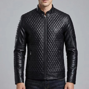 Veste en soie noire pour homme, style motard vintage, imprimé croco gaufré, avec logo frontal, services RTS ou OEM ODM - Product Image 1