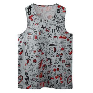 Camiseta sin mangas personalizada para hombre, informal, con estampado de dibujos animados, sublimación, efecto tatuaje, camisetas gráficas para hombre en venta - Product Image 1