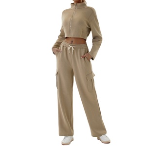 Ensemble de survêtement 2 pièces pour femme grande taille, collection hiver 2026, sweat-shirt zippé et pantalon large, pour le sport et le quotidien - Product Image 1