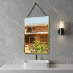 ARTISAN DESIGN Luxury wall <b>mirror</b> brass <b>mirror</b> brass finish Brass Wall <b>Mirror</b> With Chain <b>Hanging</b> Decorative Framed - Product Image 4