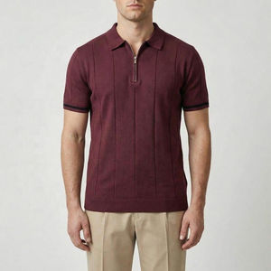เสื้อเชิ้ตแขนสั้นผู้ชาย สีพื้น ทรงปกติ สวมใส่สบาย ระบายอากาศได้ดี ผ้าปิเก้ถักจากผ้าฝ้าย สีเทา แต่งขอบปกสีขาว ลายดิจิตอล - Product Image 2